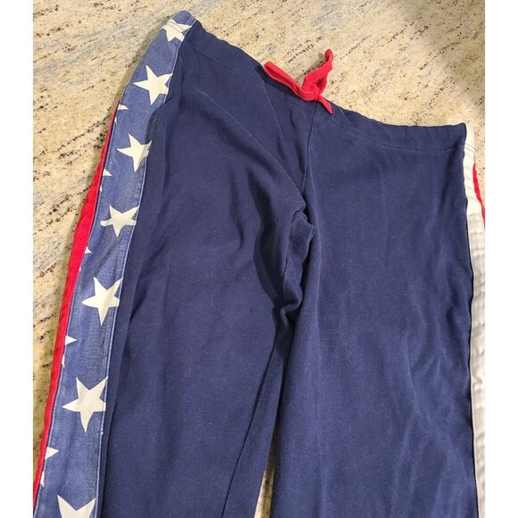 Tommy Girl Jean's Women Sz M Sweatpants Red White Blue Flag Leg Bootcut July 4th - Picture 9 of 14